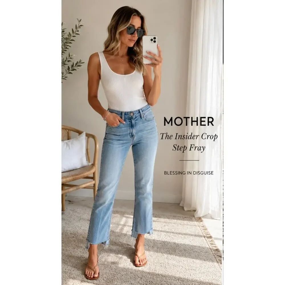 Brand New MOTHER The Insider Crop Step Fray Jeans 28 Blessing In Disguise